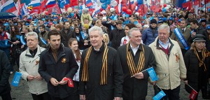 Мэр Москвы Сергей Собянин на первомайской демонстрации