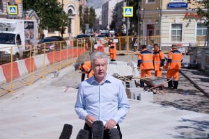 Мэр Москвы Сергей Собянин осмотрел ход комплексного благоустройства улицы Большая Ордынка