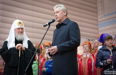 Мэр Москвы Сергей Собянин и Патриарх Кирилл